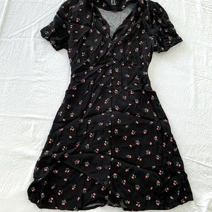 Berry & flower print dress